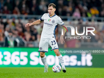 Nicolo' Barella of FC Internazionale during the Serie A Enilive match between AS Roma and FC Internazionale at Stadio Olimpico on October 20...