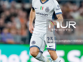 Nicolo' Barella of FC Internazionale during the Serie A Enilive match between AS Roma and FC Internazionale at Stadio Olimpico on October 20...