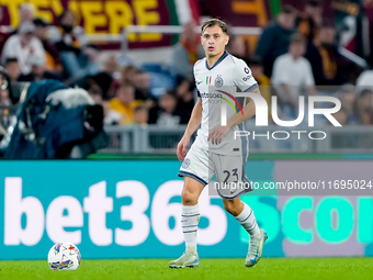 Nicolo' Barella of FC Internazionale during the Serie A Enilive match between AS Roma and FC Internazionale at Stadio Olimpico on October 20...