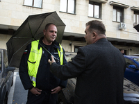 Protesters in front of the Ministry of the Interior in Sofia, Bulgaria, on October 22, 2024, demand the resignation of acting Minister of th...