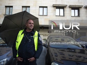 Protesters in front of the Ministry of the Interior in Sofia, Bulgaria, on October 22, 2024, demand the resignation of acting Minister of th...