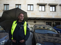 Protesters in front of the Ministry of the Interior in Sofia, Bulgaria, on October 22, 2024, demand the resignation of acting Minister of th...