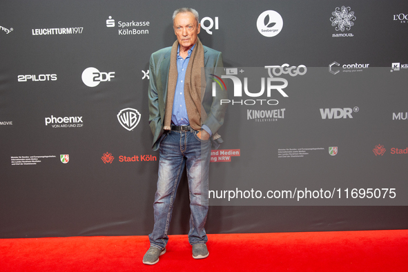 Udo Kier, a German actor, is seen on the red carpet during the photocall of ''Swan Song'' at Film Palast in Cologne, Germany, on October 22,...