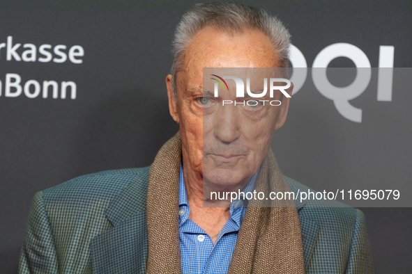 Udo Kier, a German actor, is seen on the red carpet during the photocall of ''Swan Song'' at Film Palast in Cologne, Germany, on October 22,...