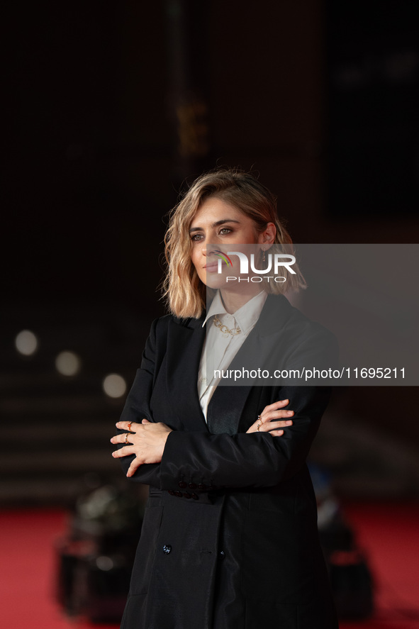 Greta Scarano attends the ''Best Movie Awards'' red carpet during the 19th Rome Film Festival at Auditorium Parco Della Musica in Rome, Ital...