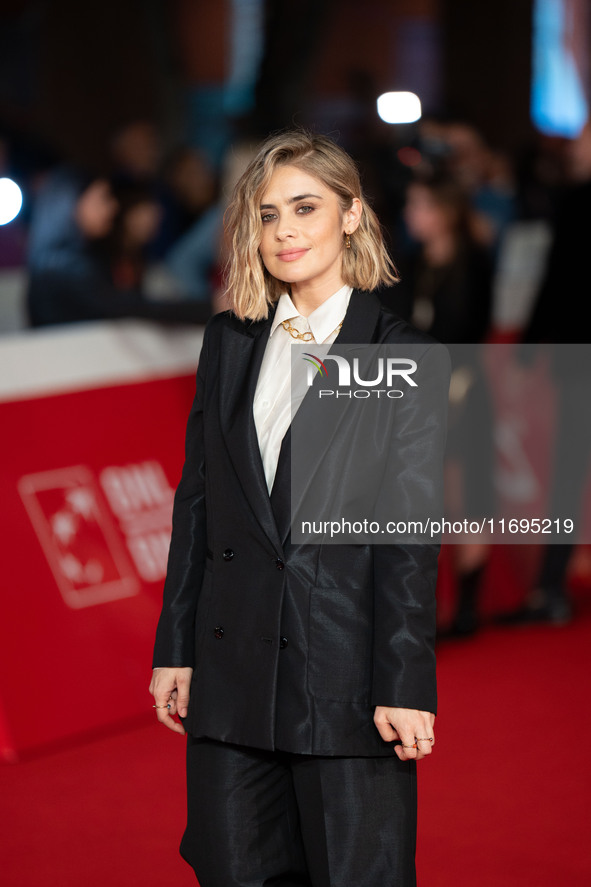 Greta Scarano attends the ''Best Movie Awards'' red carpet during the 19th Rome Film Festival at Auditorium Parco Della Musica in Rome, Ital...