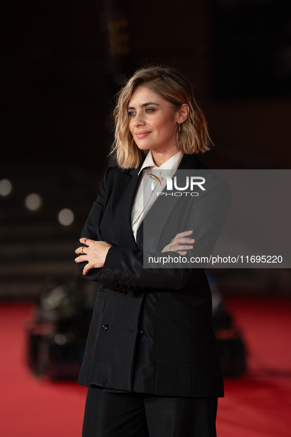 Greta Scarano attends the ''Best Movie Awards'' red carpet during the 19th Rome Film Festival at Auditorium Parco Della Musica in Rome, Ital...