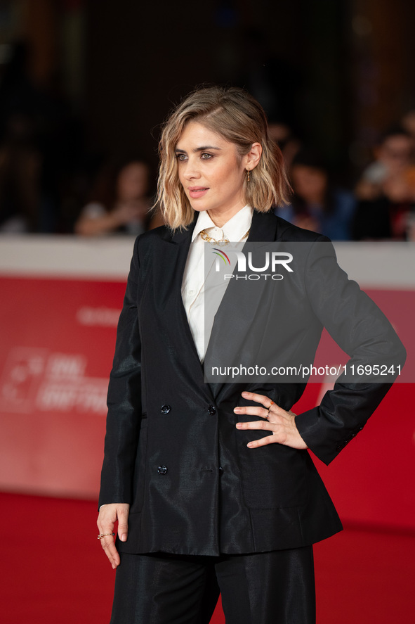 Greta Scarano attends the ''Best Movie Awards'' red carpet during the 19th Rome Film Festival at Auditorium Parco Della Musica in Rome, Ital...