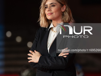 Greta Scarano attends the ''Best Movie Awards'' red carpet during the 19th Rome Film Festival at Auditorium Parco Della Musica in Rome, Ital...