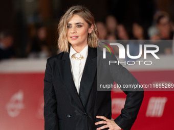 Greta Scarano attends the ''Best Movie Awards'' red carpet during the 19th Rome Film Festival at Auditorium Parco Della Musica in Rome, Ital...