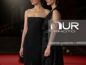 Tecla Insolia and Carlotta Gamba attend the ''L'Albero'' red carpet during the 19th Rome Film Festival at Auditorium Parco Della Musica in R...