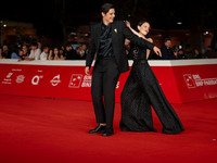 Sara Petraglia and Carlotta Gamba attend the ''L'Albero'' red carpet during the 19th Rome Film Festival at Auditorium Parco Della Musica in...