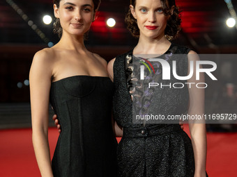 Tecla Insolia and Carlotta Gamba attend the ''L'Albero'' red carpet during the 19th Rome Film Festival at Auditorium Parco Della Musica in R...