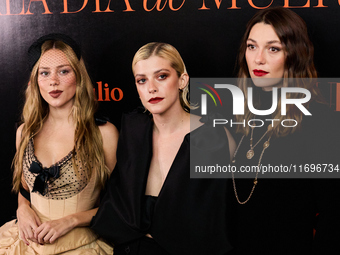 Ester Exposito, Malena Villa, and Mathilde Olivier attend the VOGUE Day of the Dead Gala in Madrid, Spain, on October 22, 2024. (