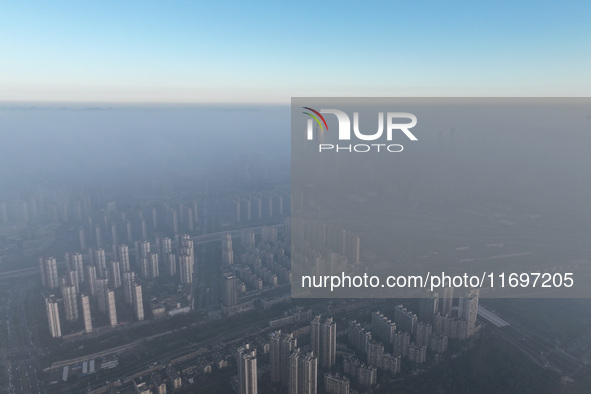 A photo taken in Nanjing, China, on October 23, 2024, shows the city in heavy fog. 