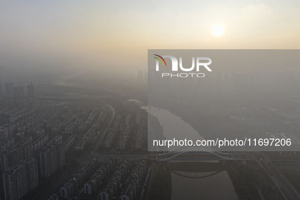 A photo taken in Nanjing, China, on October 23, 2024, shows the city in heavy fog. 