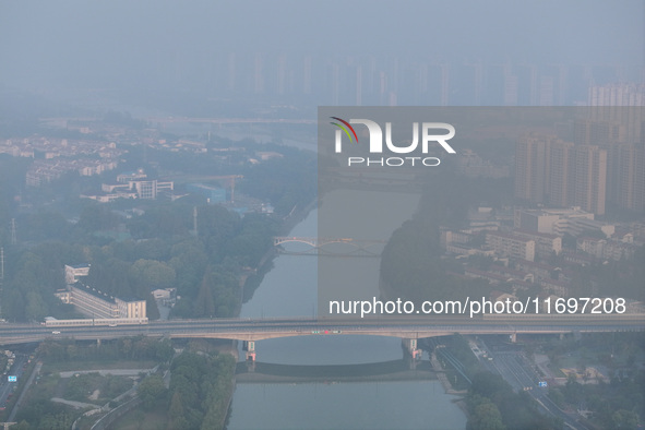 A photo taken in Nanjing, China, on October 23, 2024, shows the city in heavy fog. 