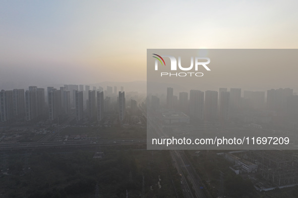 A photo taken in Nanjing, China, on October 23, 2024, shows the city in heavy fog. 