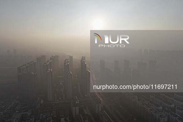 A photo taken in Nanjing, China, on October 23, 2024, shows the city in heavy fog. 