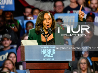 Detroit City Council President Mary Sheffield speaks during a presidential campaign rally for Kamala Harris at The Huntington Place in Detro...