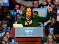 Detroit City Council President Mary Sheffield speaks during a presidential campaign rally for Kamala Harris at The Huntington Place in Detro...