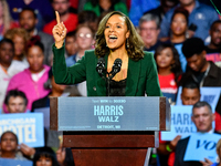 Detroit City Council President Mary Sheffield speaks during a presidential campaign rally for Kamala Harris at The Huntington Place in Detro...