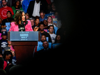 Michigan Governor Gretchen Whitmer speaks during a presidential campaign rally for Kamala Harris at The Huntington Place in Detroit, MI, on...