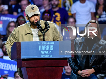 Eminem voices his support for Kamala Harris for President before introducing keynote speaker and former President Barack Obama at a presiden...