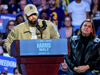 Eminem voices his support for Kamala Harris for President before introducing keynote speaker and former President Barack Obama at a presiden...