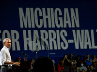 Former President Barack Obama holds a presidential campaign rally for Kamala Harris at The Huntington Place in Detroit, MI, on October 22, 2...