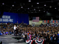 Former President Barack Obama holds a presidential campaign rally for Kamala Harris at The Huntington Place in Detroit, MI, on October 22, 2...