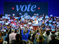 Former President Barack Obama holds a presidential campaign rally for Kamala Harris at The Huntington Place in Detroit, MI, on October 22, 2...