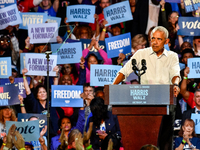 Former President Barack Obama holds a presidential campaign rally for Kamala Harris at The Huntington Place in Detroit, MI, on October 22, 2...