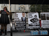 A person chants during the National Day of Protest to Stop Police Brutality in Washington, D.C., United States, on October 22, 2024. Protest...