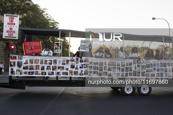 Dozens gather to protest police brutality in Washington, D.C., United States, on October 22, 2024, during the National Day of Protest to Sto...