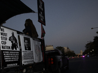 Dozens gather to protest police brutality in Washington, D.C., United States, on October 22, 2024, during the National Day of Protest to Sto...