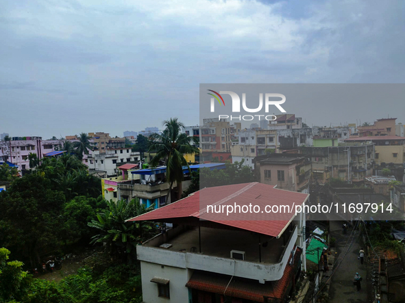 Clouds cover the sky due to Cyclone Dana in Kolkata, India, on October 23, 2024. 