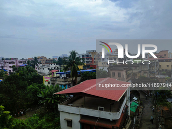 Clouds cover the sky due to Cyclone Dana in Kolkata, India, on October 23, 2024. (