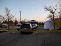 Madison police conduct a death investigation near Hy-Vee on Whitney Way in Madison, Wisconsin, United States, on October 22, 2024. The Madis...