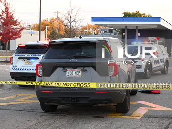 Madison police conduct a death investigation near Hy-Vee on Whitney Way in Madison, Wisconsin, United States, on October 22, 2024. The Madis...