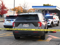 Madison police conduct a death investigation near Hy-Vee on Whitney Way in Madison, Wisconsin, United States, on October 22, 2024. The Madis...