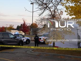 Madison police conduct a death investigation near Hy-Vee on Whitney Way in Madison, Wisconsin, United States, on October 22, 2024. The Madis...