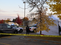 Madison police conduct a death investigation near Hy-Vee on Whitney Way in Madison, Wisconsin, United States, on October 22, 2024. The Madis...