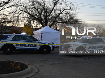 Madison police conduct a death investigation near Hy-Vee on Whitney Way in Madison, Wisconsin, United States, on October 22, 2024. The Madis...