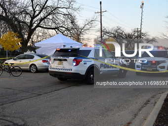 Madison police conduct a death investigation near Hy-Vee on Whitney Way in Madison, Wisconsin, United States, on October 22, 2024. The Madis...