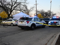 Madison police conduct a death investigation near Hy-Vee on Whitney Way in Madison, Wisconsin, United States, on October 22, 2024. The Madis...