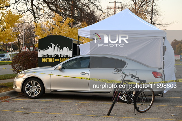 Madison police conduct a death investigation near Hy-Vee on Whitney Way in Madison, Wisconsin, United States, on October 22, 2024. The Madis...