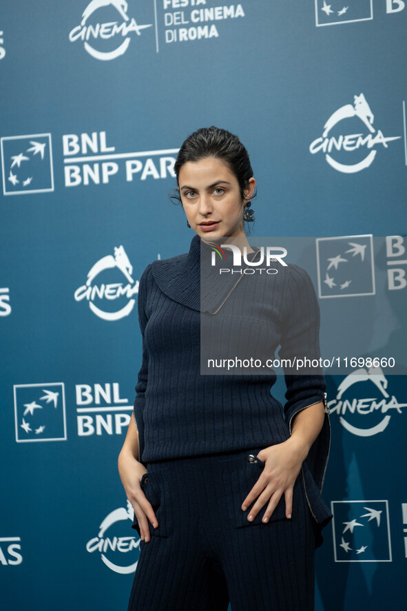 Fotini Peluso attends the ''Mani Nude'' photocall during the 19th Rome Film Festival at Auditorium Parco Della Musica in Rome, Italy, on Oct...