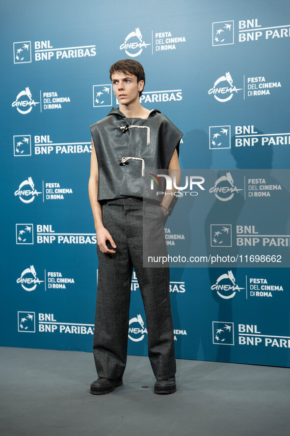 Francesco Gheghi attends the ''Mani Nude'' photocall during the 19th Rome Film Festival at Auditorium Parco Della Musica in Rome, Italy, on...