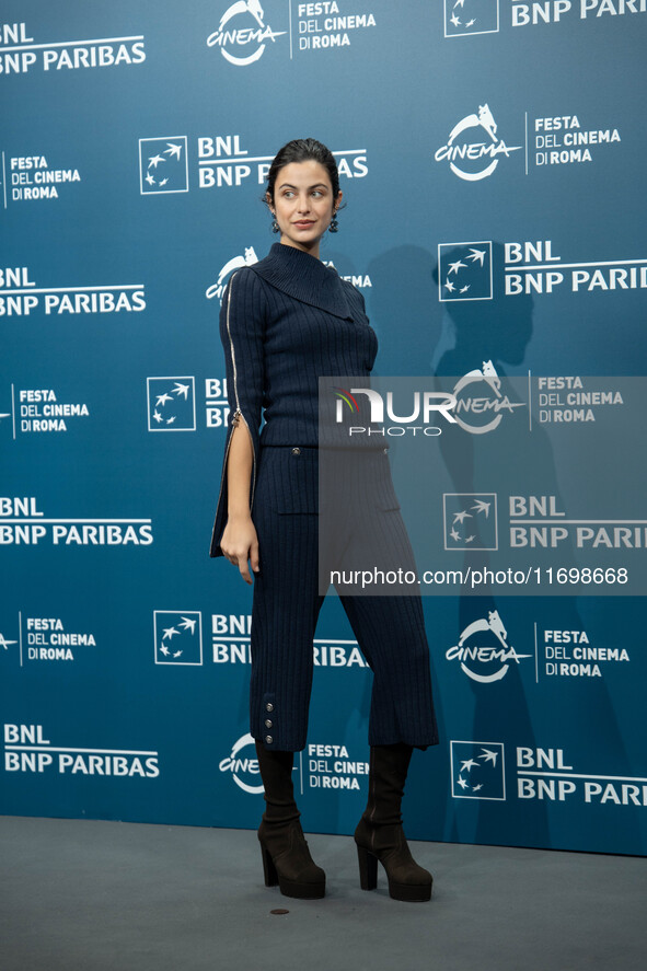 Fotini Peluso attends the ''Mani Nude'' photocall during the 19th Rome Film Festival at Auditorium Parco Della Musica in Rome, Italy, on Oct...